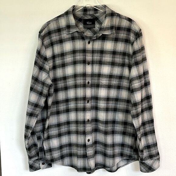 Rails Plaid Flannel Shirt Forrest Charcoal Black White Size Large - Picture 1 of 7
